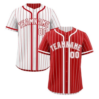 Custom Red White Reversible Baseball Jersey Stripe Fashion Game Day & Tournament Wear Breathable