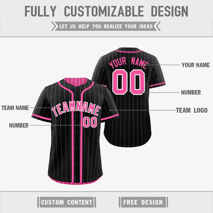 Custom Black Pink Reversible Baseball Jersey Stripe Fashion Game Day & Tournament Wear Lightweight