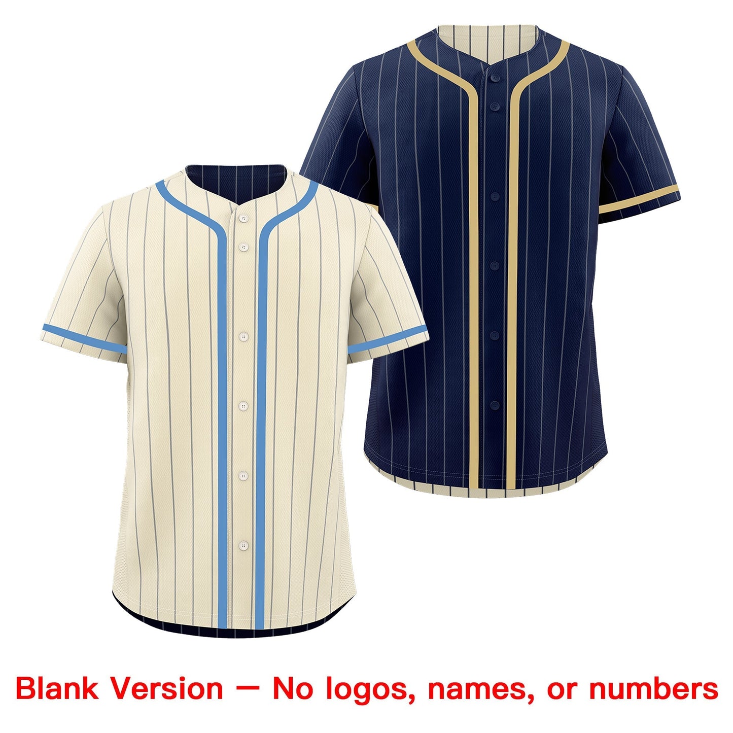 Custom Cream Navy Reversible Baseball Jersey Stripe Fashion Game Day & Tournament Wear Breathable