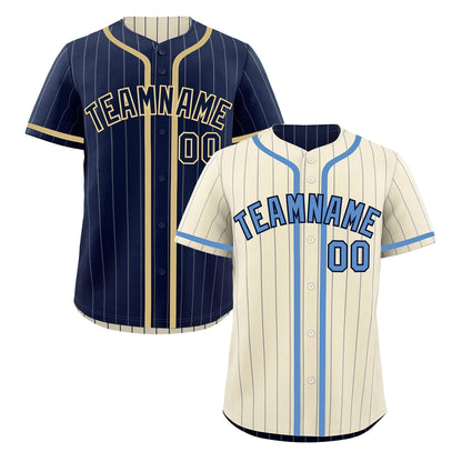 Custom Cream Navy Reversible Baseball Jersey Stripe Fashion Game Day & Tournament Wear Breathable