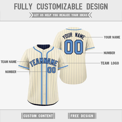 Custom Cream Navy Reversible Baseball Jersey Stripe Fashion Game Day & Tournament Wear Breathable
