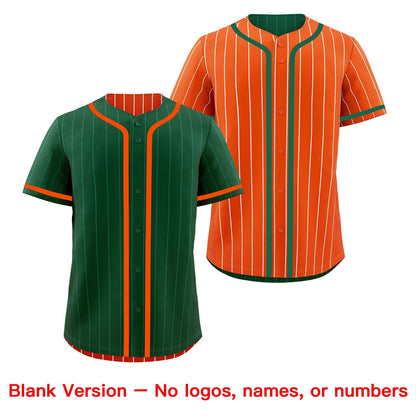 Custom Green Orange Reversible Baseball Jersey Stripe Fashion Game Day & Tournament Wear Lightweight