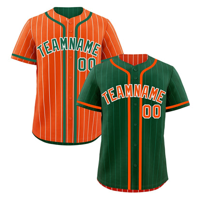 Custom Green Orange Reversible Baseball Jersey Stripe Fashion Game Day & Tournament Wear Lightweight