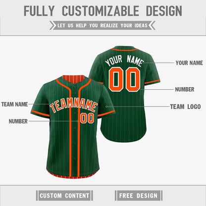 Custom Green Orange Reversible Baseball Jersey Stripe Fashion Game Day & Tournament Wear Lightweight
