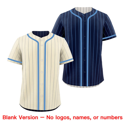 Custom Cream Navy Reversible Baseball Jersey Stripe Fashion Game Day & Tournament Wear Breathable