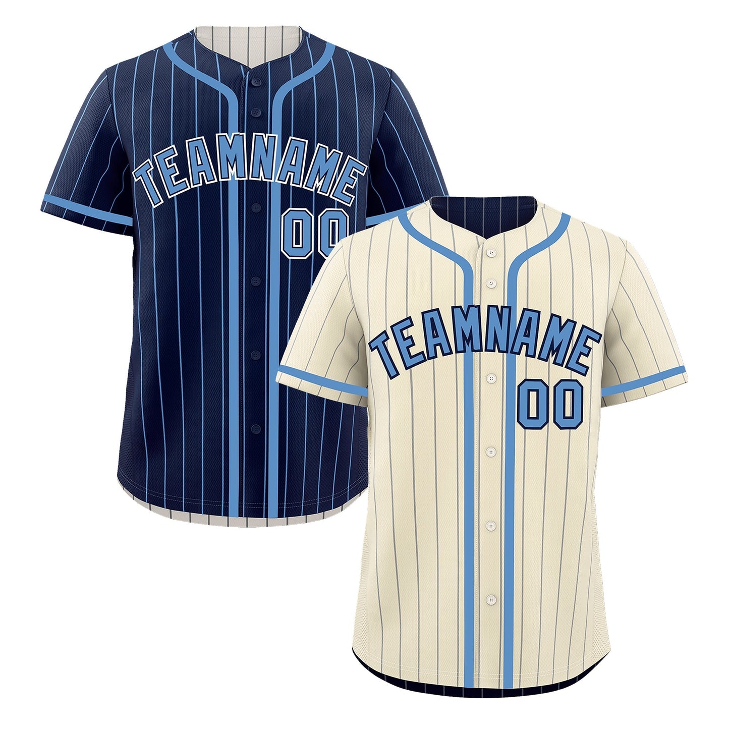 Custom Cream Navy Reversible Baseball Jersey Stripe Fashion Game Day & Tournament Wear Breathable