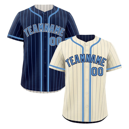 Custom Cream Navy Reversible Baseball Jersey Stripe Fashion Game Day & Tournament Wear Breathable