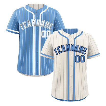 Custom Cream Light Blue Reversible Baseball Jersey Stripe Fashion Game Day & Tournament Wear Lightweight