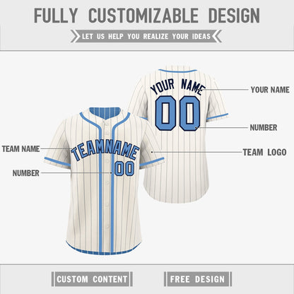 Custom Cream Light Blue Reversible Baseball Jersey Stripe Fashion Game Day & Tournament Wear Lightweight