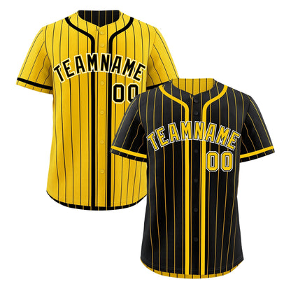 Custom Black Yellow Reversible Baseball Jersey Stripe Fashion Game Day & Tournament Wear Breathable