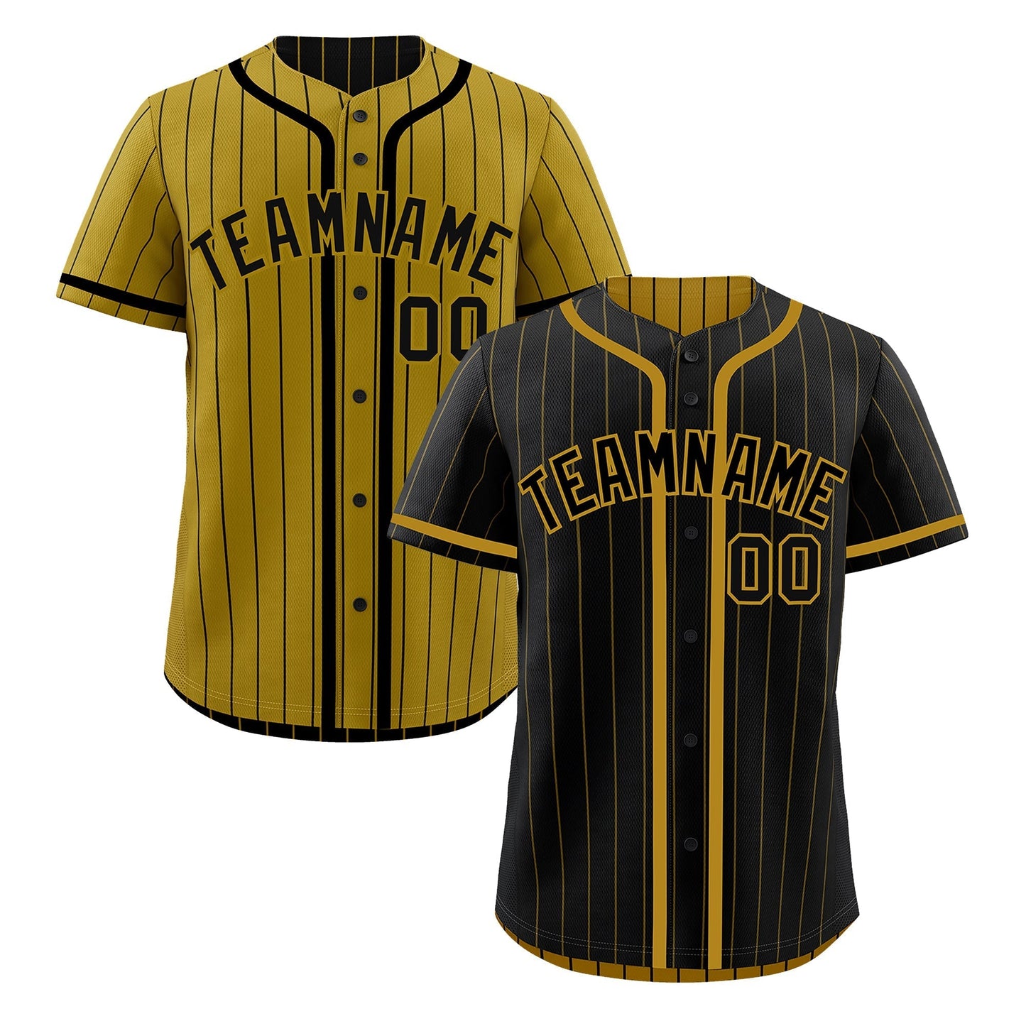 Custom Black Old Gold Reversible Baseball Jersey Stripe Fashion Game Day & Tournament Wear Breathable