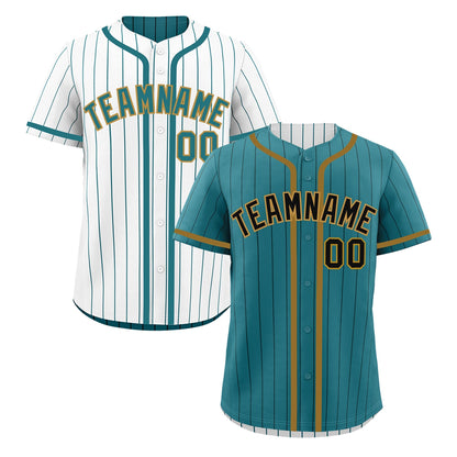 Custom Teal White Reversible Baseball Jersey Stripe Fashion Game Day & Tournament Wear Lightweight