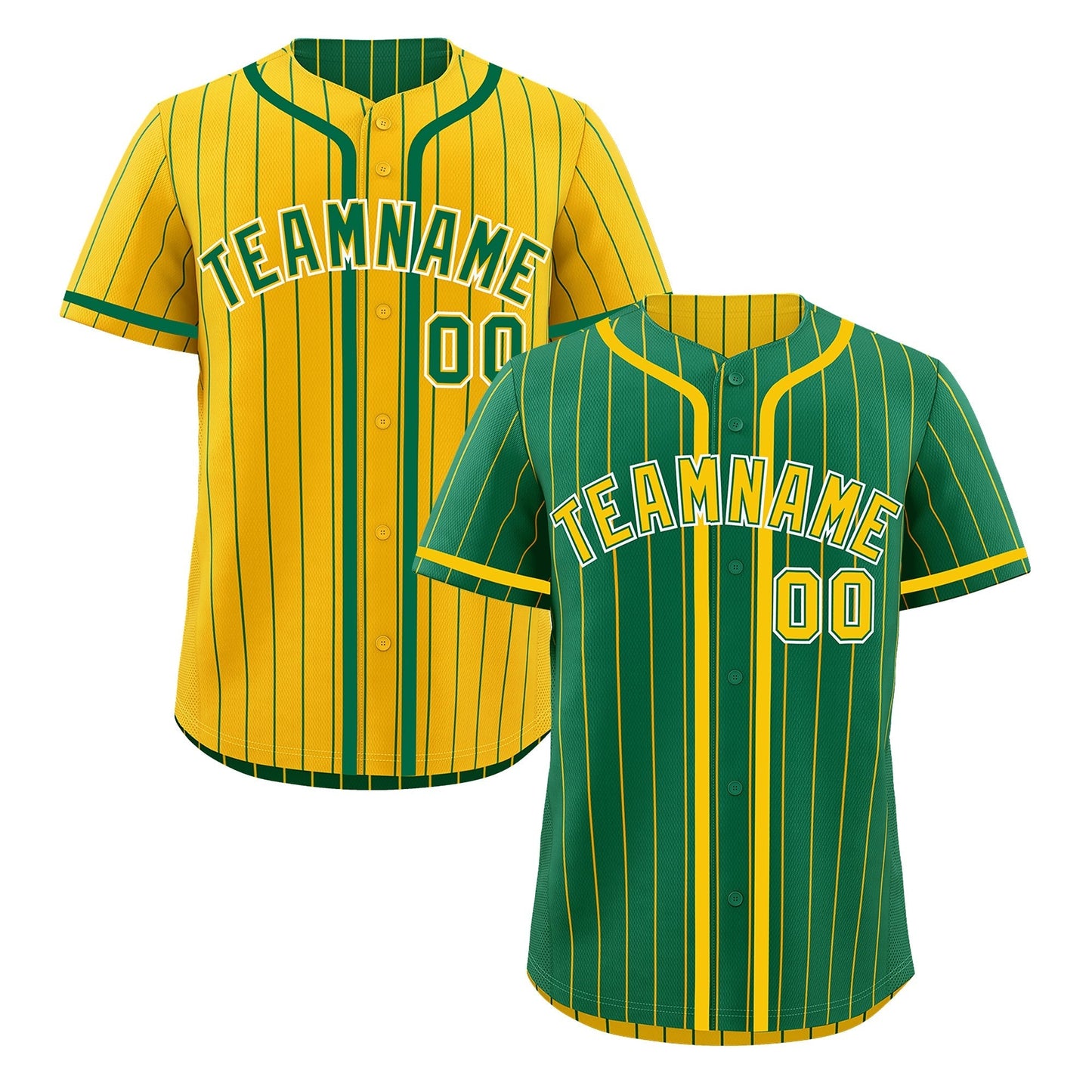 Custom Kelly Green Yellow Reversible Baseball Jersey Stripe Fashion Game Day & Tournament Wear Lightweight