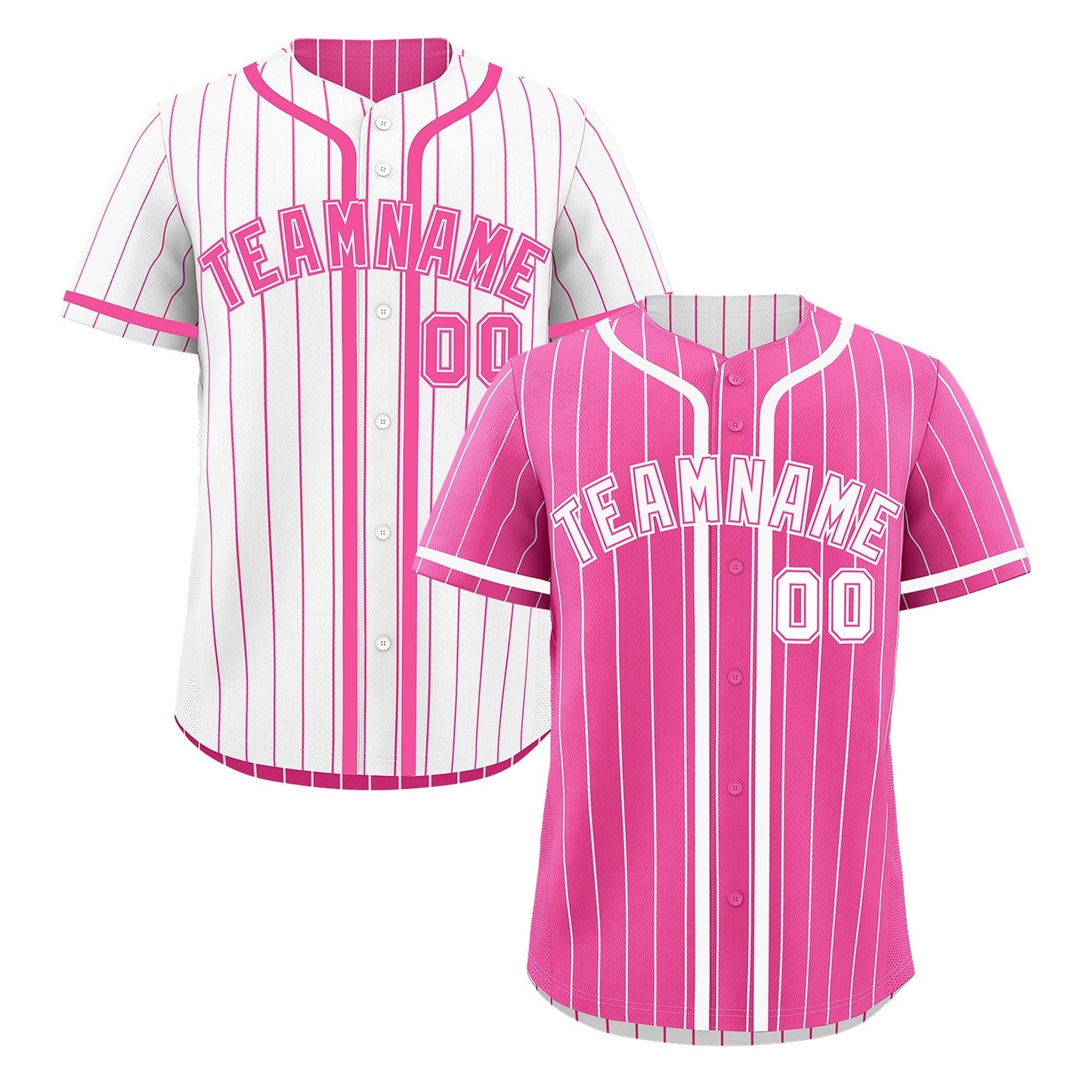 Custom Pink White Reversible Baseball Jersey Stripe Fashion Game Day & Tournament Wear Breathable