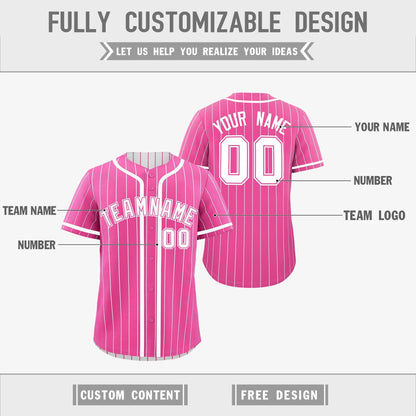 Custom Pink White Reversible Baseball Jersey Stripe Fashion Game Day & Tournament Wear Breathable