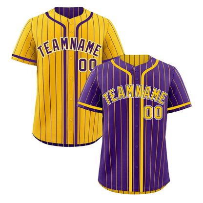 Custom Purple Yellow Reversible Baseball Jersey Stripe Fashion Game Day & Tournament Wear Lightweight