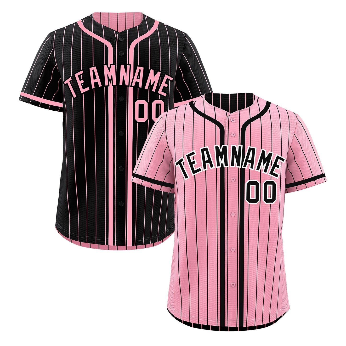 Custom Light Pink Black Reversible Baseball Jersey Stripe Fashion Game Day & Tournament Wear Breathable