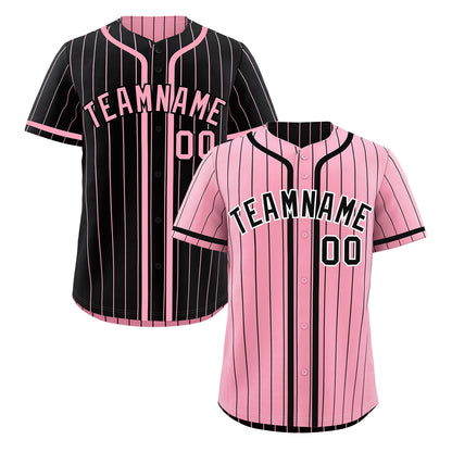 Custom Light Pink Black Reversible Baseball Jersey Stripe Fashion Game Day & Tournament Wear Breathable