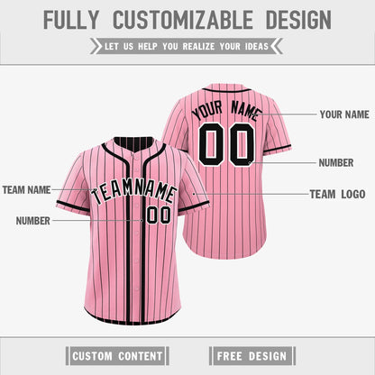 Custom Light Pink Black Reversible Baseball Jersey Stripe Fashion Game Day & Tournament Wear Breathable