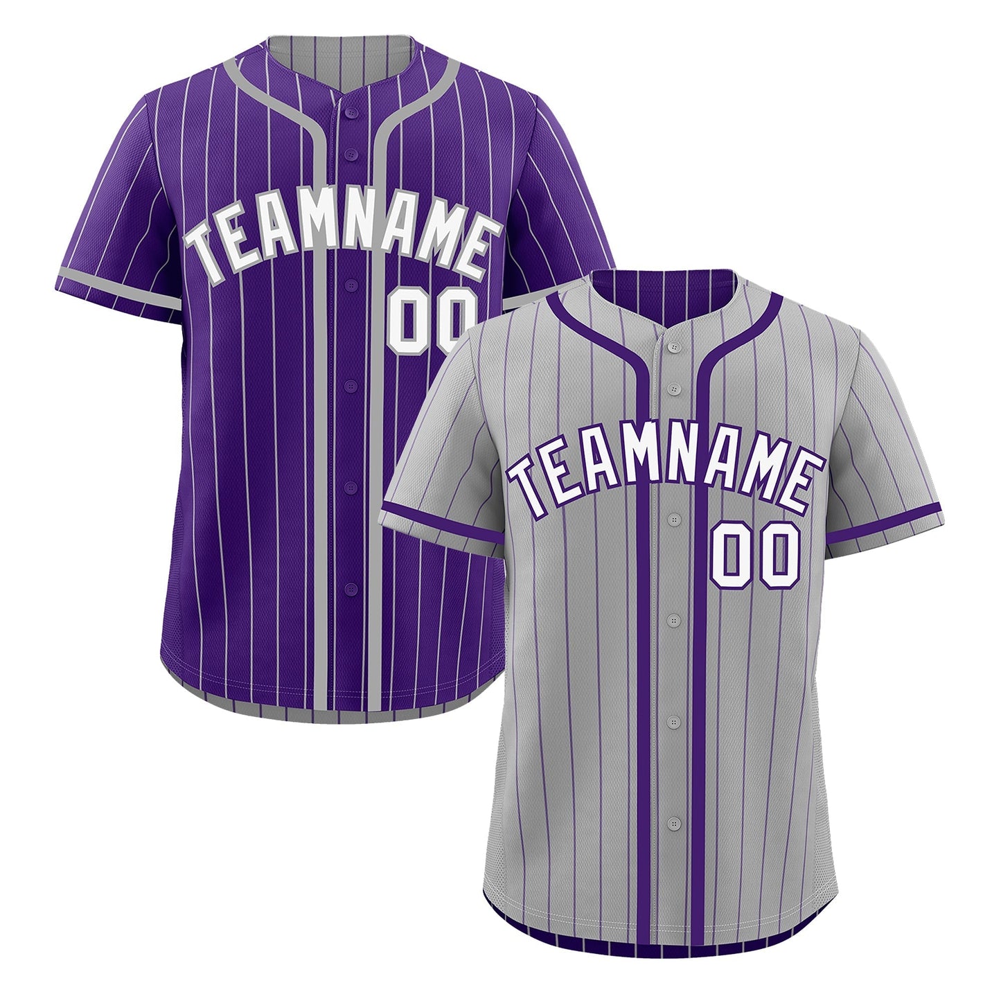 Custom Gray Purple Reversible Baseball Jersey Stripe Fashion Game Day & Tournament Wear Lightweight