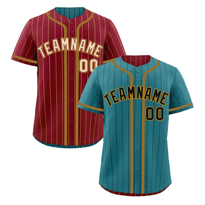 Custom Teal Crimson Reversible Baseball Jersey Stripe Fashion Game Day & Tournament Wear Breathable