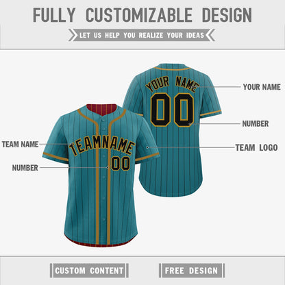 Custom Teal Crimson Reversible Baseball Jersey Stripe Fashion Game Day & Tournament Wear Breathable