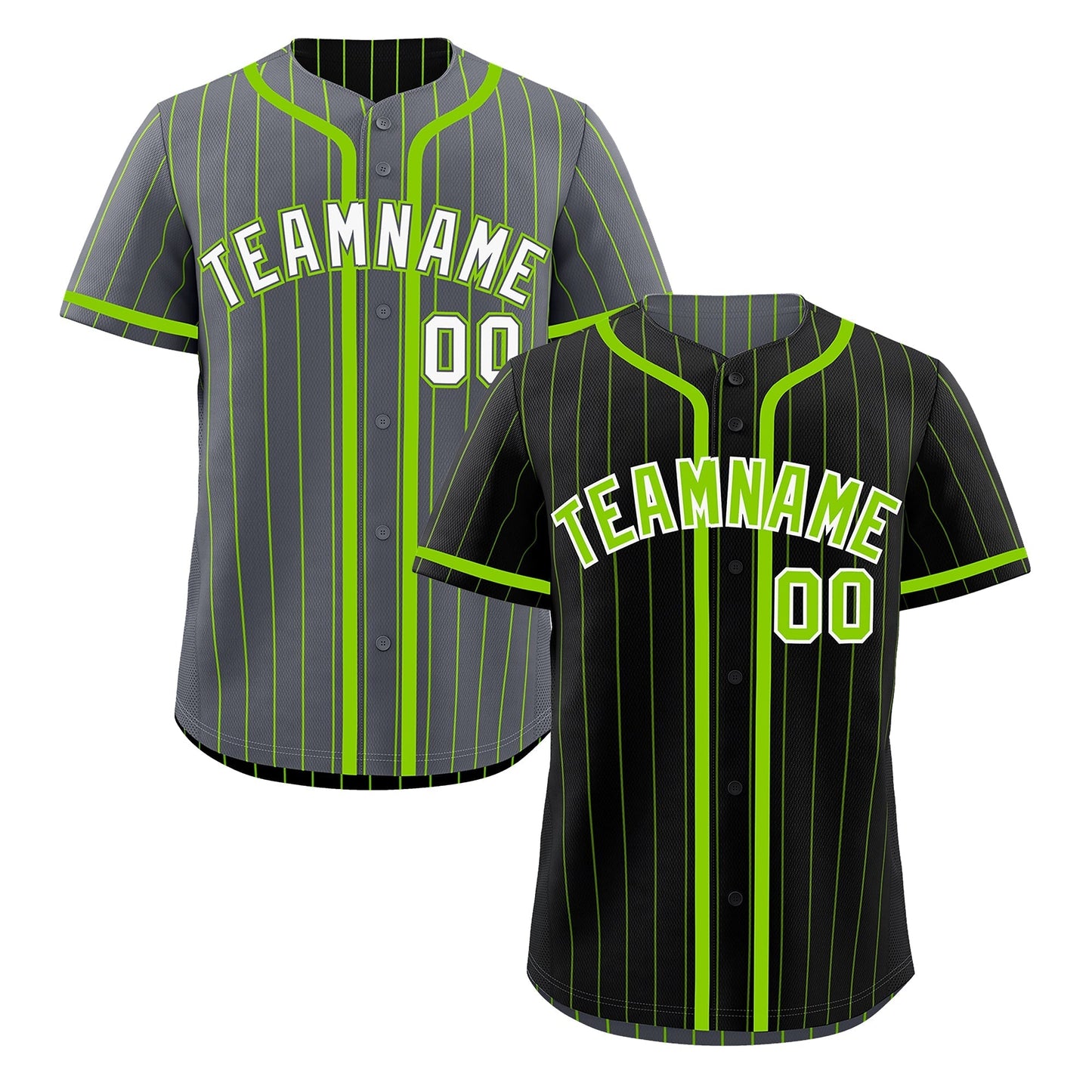 Custom Black Neon Green Reversible Baseball Jersey Stripe Fashion Game Day & Tournament Wear Lightweight