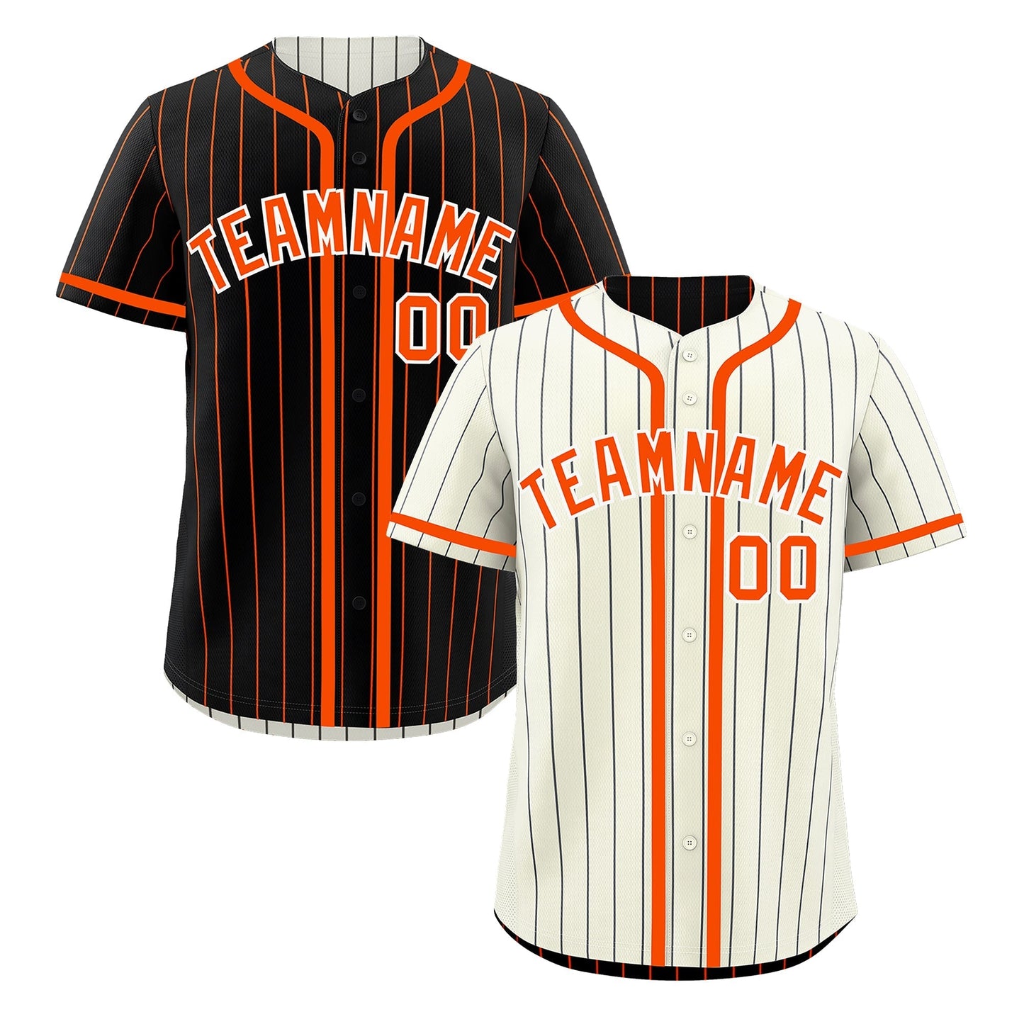 Custom Cream Black Orange Reversible Baseball Jersey Stripe Fashion Game Day & Tournament Wear Breathable