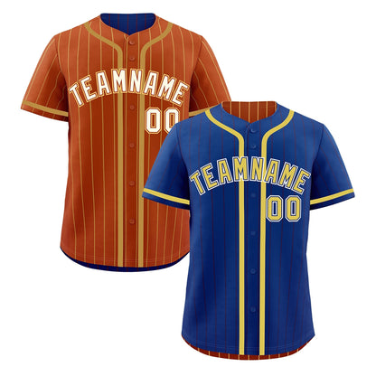 Custom Royal Blue Dark Orange Reversible Baseball Jersey Stripe Fashion Game Day & Tournament Wear Lightweight