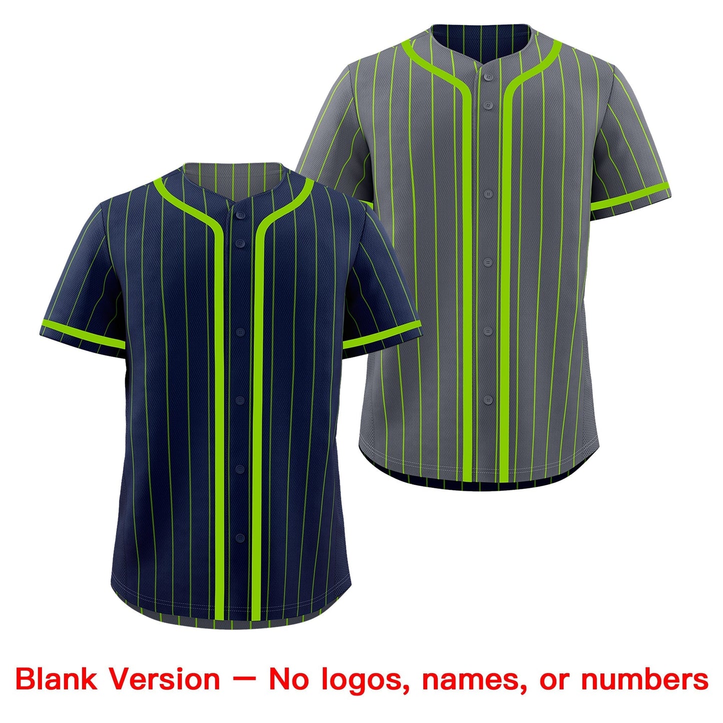 Custom Navy Neon Green Reversible Baseball Jersey Stripe Fashion Game Day & Tournament Wear Breathable
