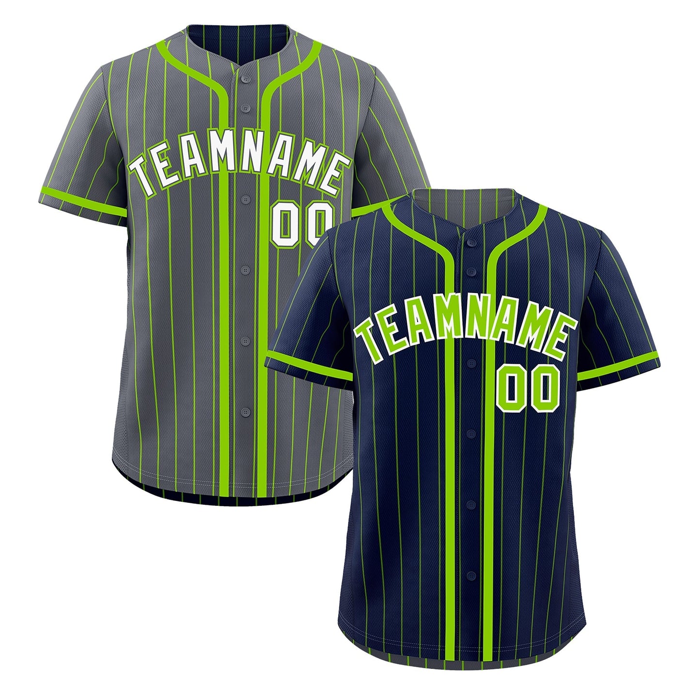 Custom Navy Neon Green Reversible Baseball Jersey Stripe Fashion Game Day & Tournament Wear Breathable