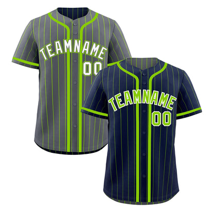 Custom Navy Neon Green Reversible Baseball Jersey Stripe Fashion Game Day & Tournament Wear Breathable