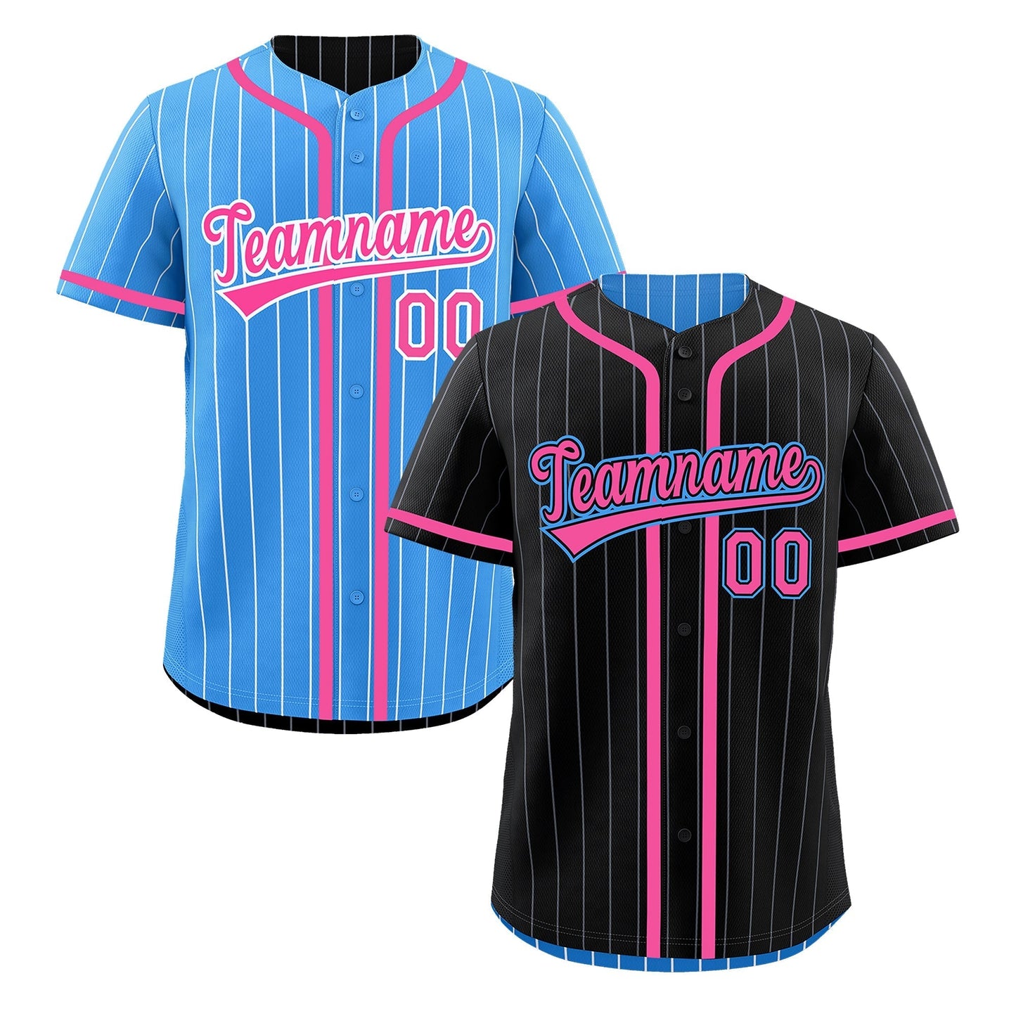 Custom Black Powder Blue Reversible Baseball Jersey Stripe Fashion Game Day & Tournament Wear Breathable