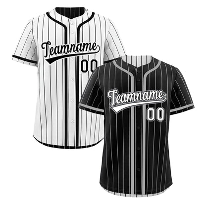 Custom Black White Reversible Baseball Jersey Stripe Fashion Game Day & Tournament Wear Lightweight