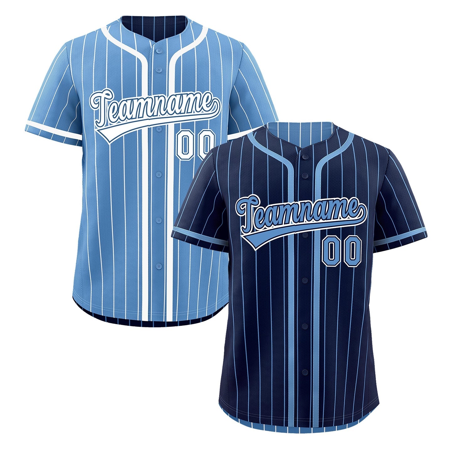 Custom Navy Light Blue Reversible Baseball Jersey Stripe Fashion Game Day & Tournament Wear Breathable