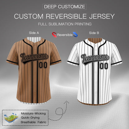 Custom White Black Reversible Baseball Jersey Stripe Fashion Game Day & Tournament Wear Lightweight