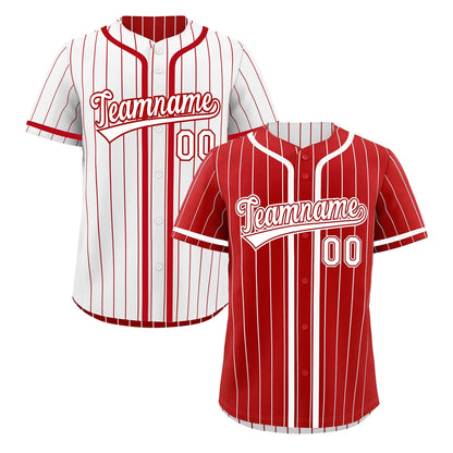 Custom Red White Reversible Baseball Jersey Stripe Fashion Game Day & Tournament Wear Breathable