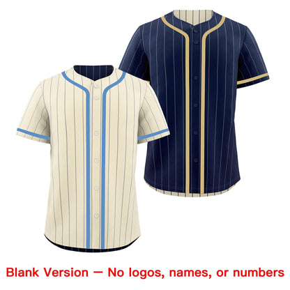 Custom Cream Navy Reversible Baseball Jersey Stripe Fashion Game Day & Tournament Wear Breathable