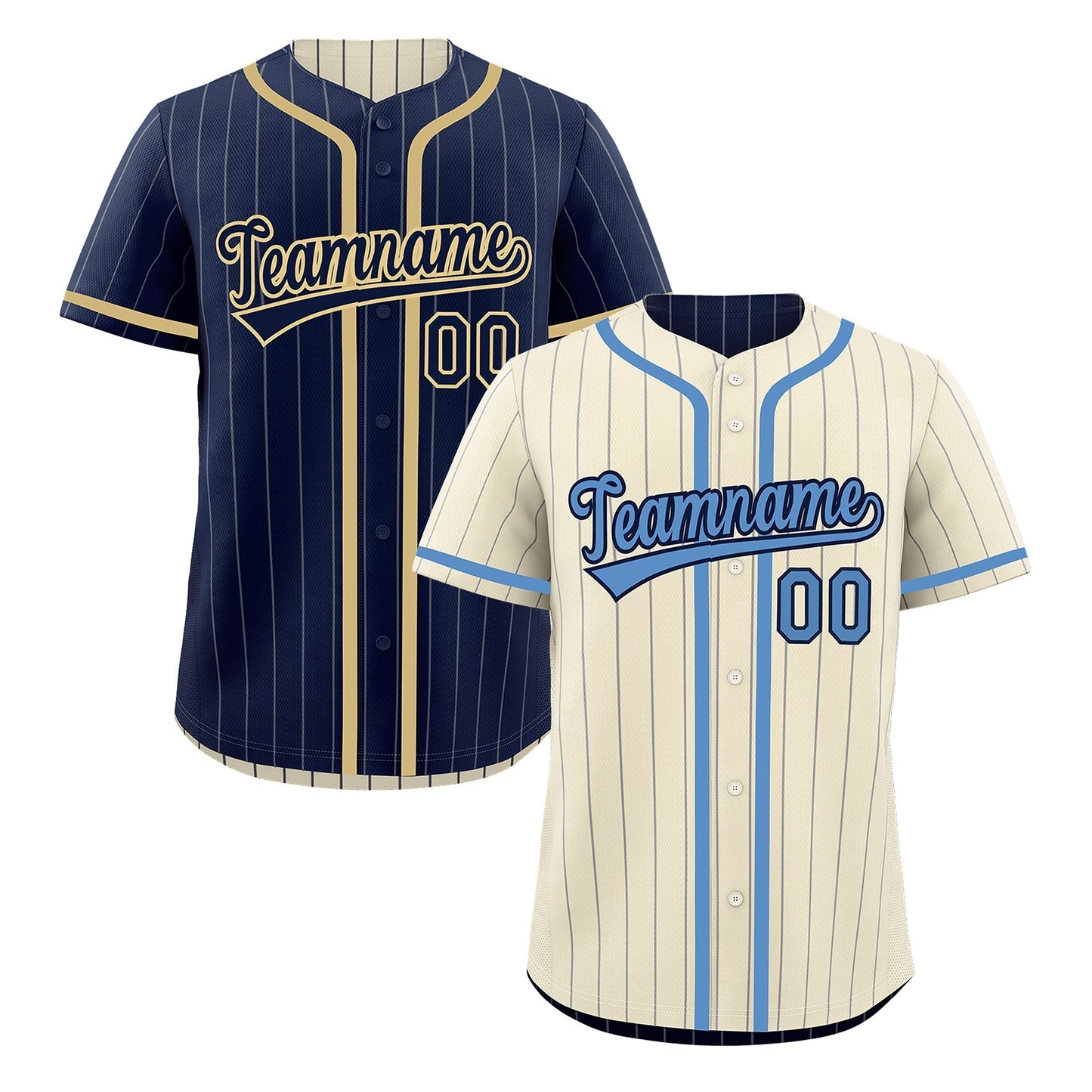 Custom Cream Navy Reversible Baseball Jersey Stripe Fashion Game Day & Tournament Wear Breathable
