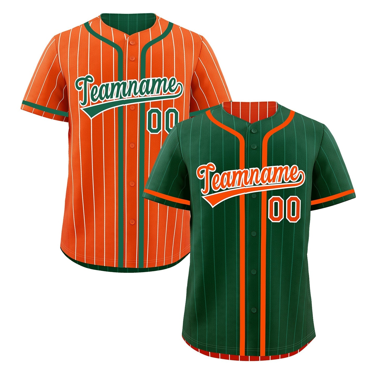 Custom Green Orange Reversible Baseball Jersey Stripe Fashion Game Day & Tournament Wear Lightweight