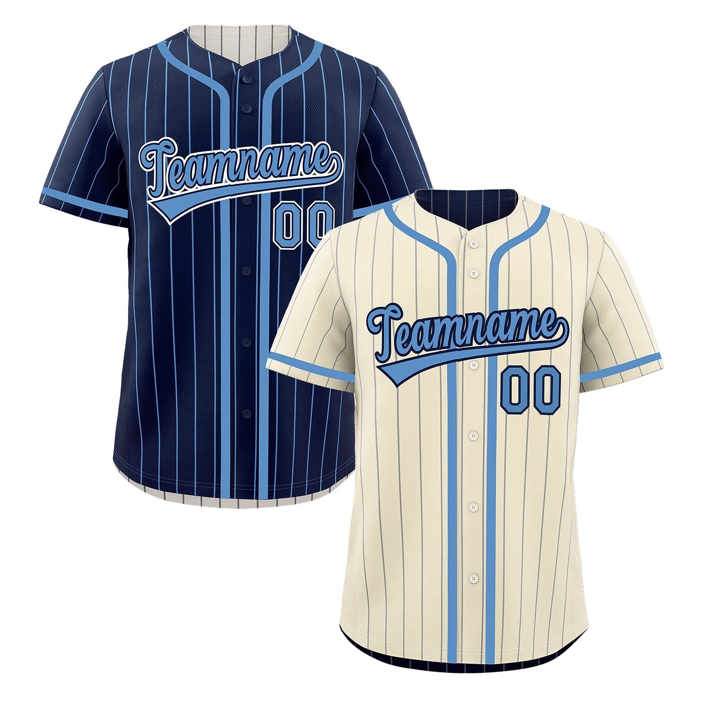 Custom Cream Navy Reversible Baseball Jersey Stripe Fashion Game Day & Tournament Wear Breathable