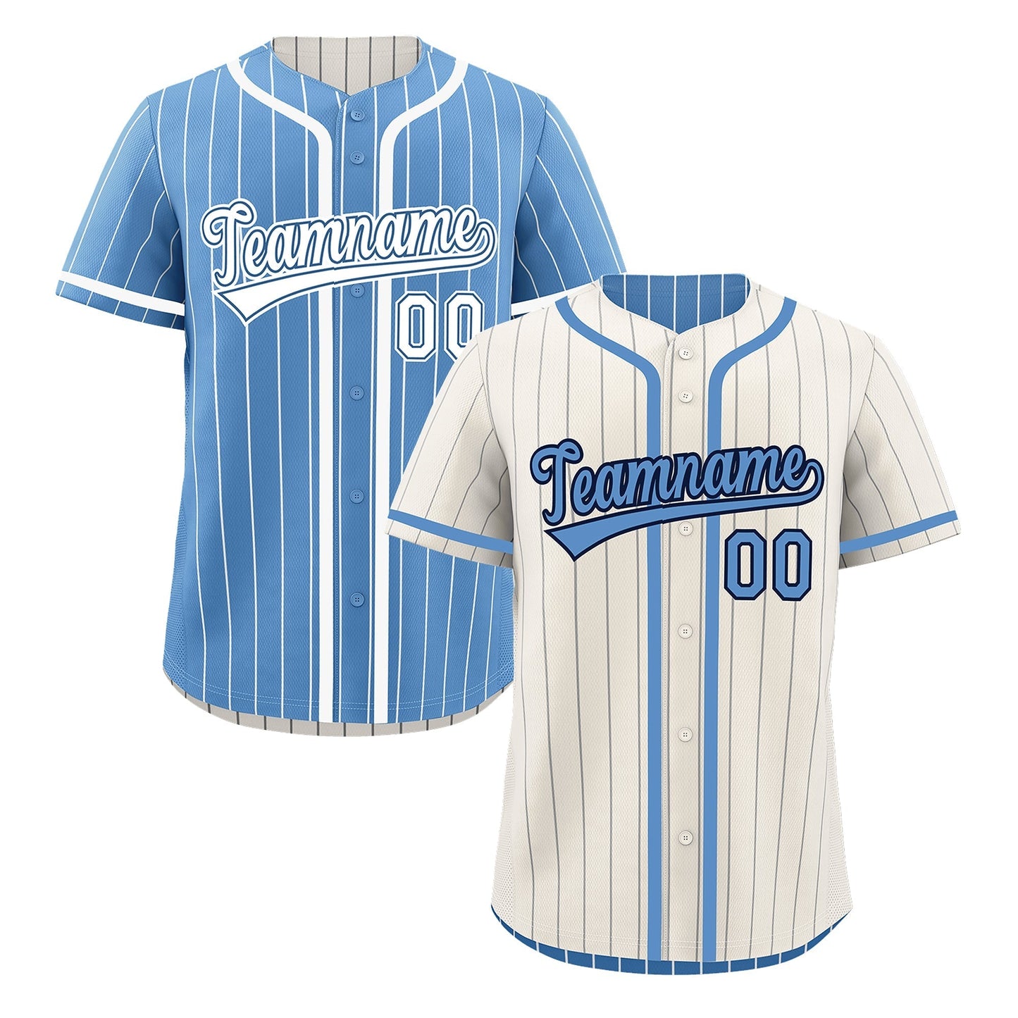 Custom Cream Light Blue Reversible Baseball Jersey Stripe Fashion Game Day & Tournament Wear Lightweight