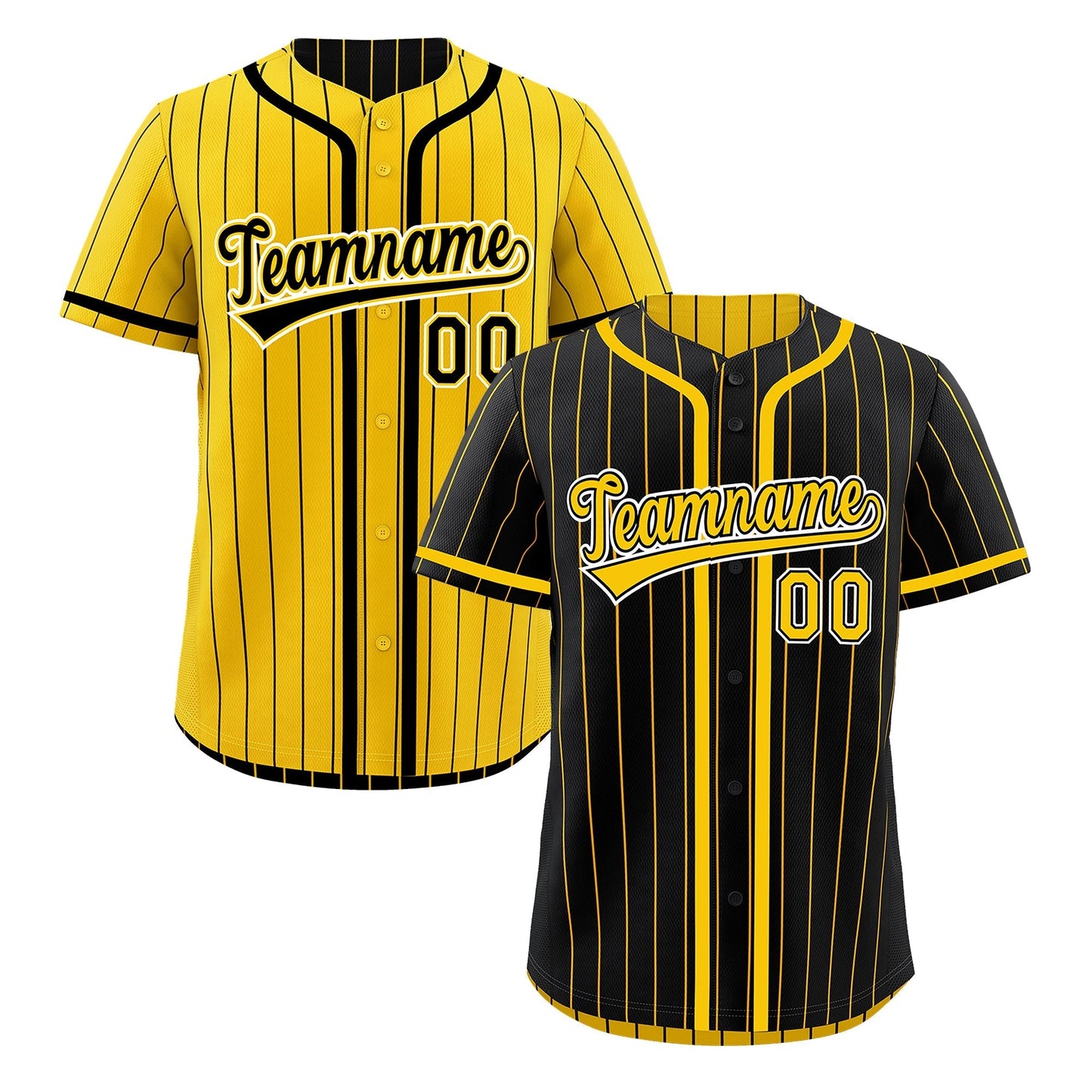 Custom Black Yellow Reversible Baseball Jersey Stripe Fashion Game Day & Tournament Wear Breathable