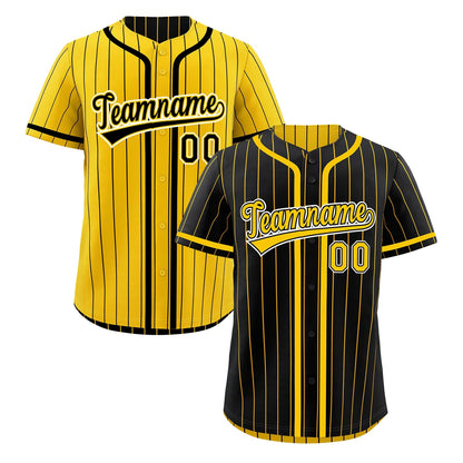 Custom Black Yellow Reversible Baseball Jersey Stripe Fashion Game Day & Tournament Wear Breathable