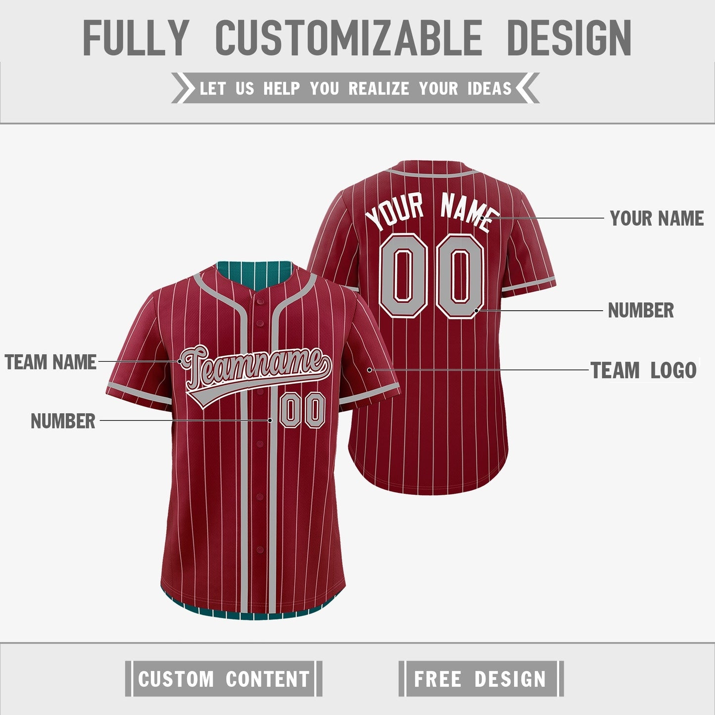 Custom Crimson Teal Reversible Baseball Jersey Stripe Fashion Game Day & Tournament Wear Lightweight