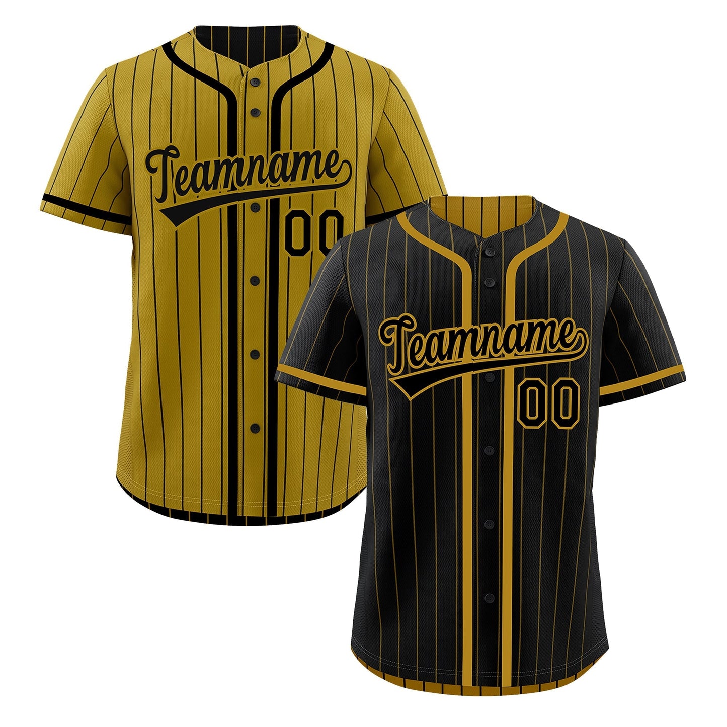 Custom Black Old Gold Reversible Baseball Jersey Stripe Fashion Game Day & Tournament Wear Breathable