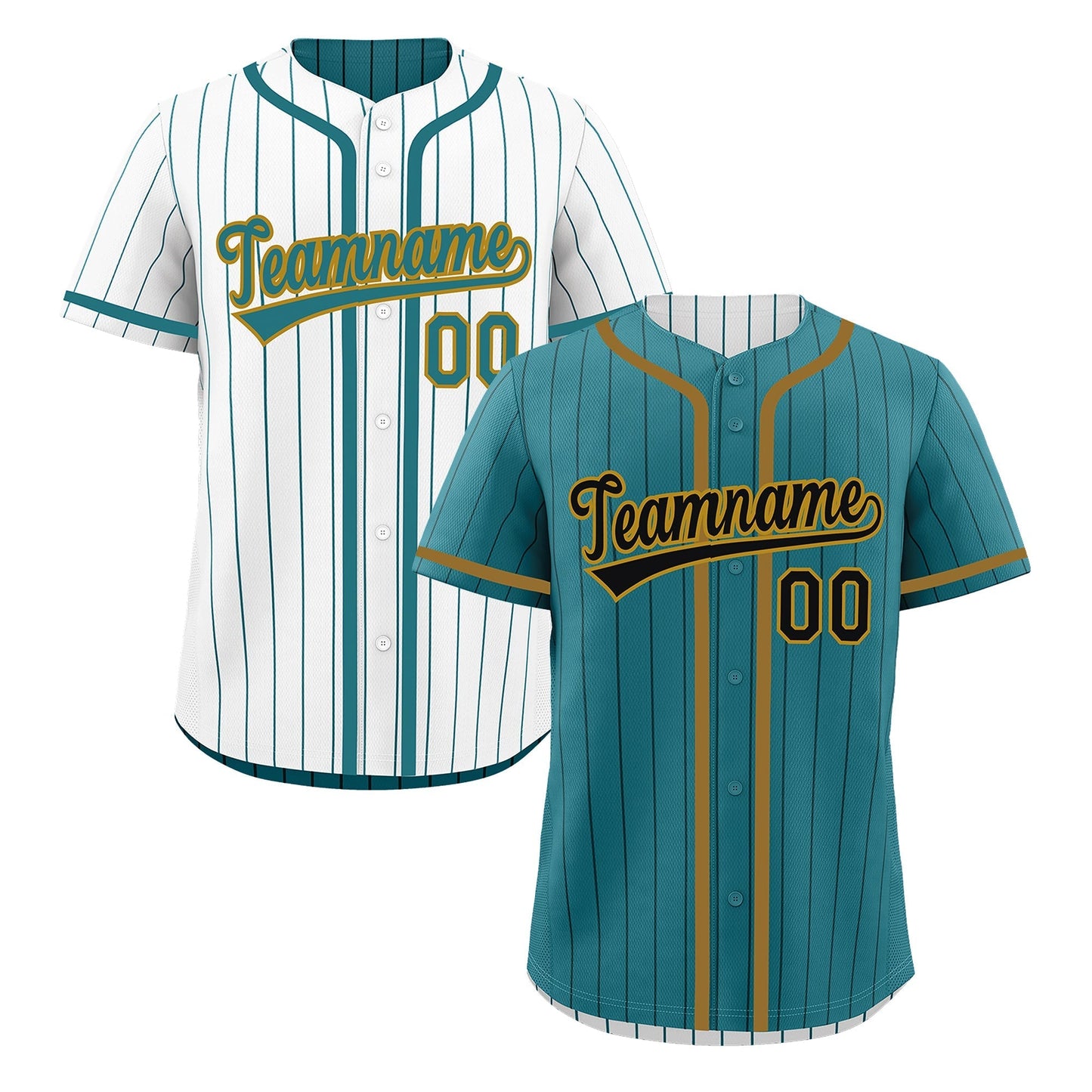 Custom Teal White Reversible Baseball Jersey Stripe Fashion Game Day & Tournament Wear Lightweight