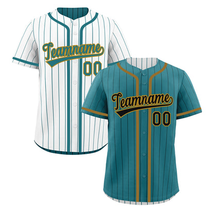 Custom Teal White Reversible Baseball Jersey Stripe Fashion Game Day & Tournament Wear Lightweight