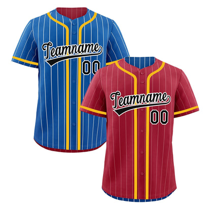 Custom Crimson Royal Reversible Baseball Jersey Stripe Fashion Game Day & Tournament Wear Breathable