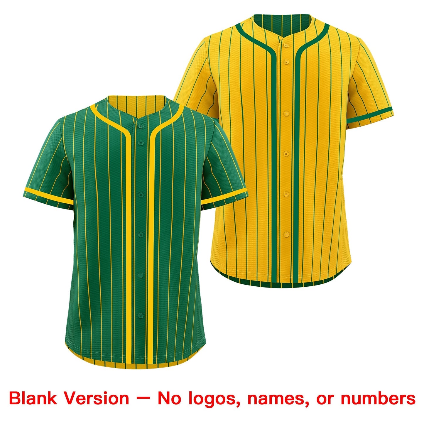 Custom Kelly Green Yellow Reversible Baseball Jersey Stripe Fashion Game Day & Tournament Wear Lightweight